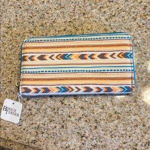 Bijoux Terner Southwestern Style Embroidered Canvas Wallet